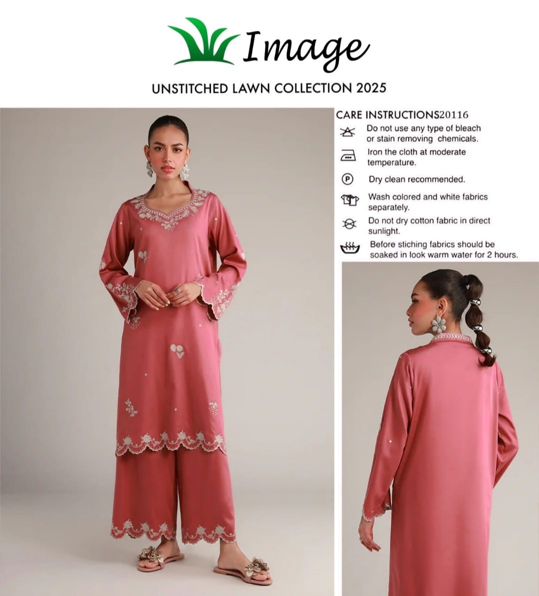 2pc Mix Brands Embroidered Lawn Set