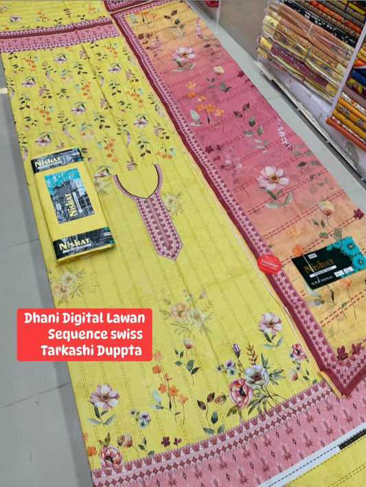 Nishat Gold Digital Lawn 3pc Set