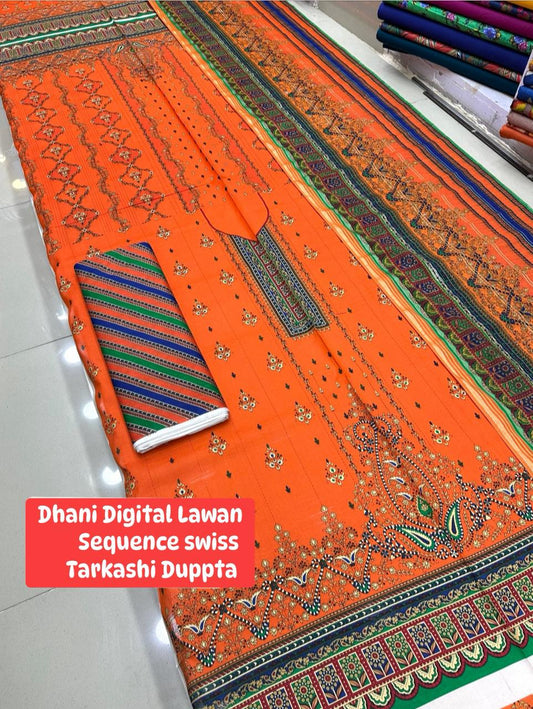 Nishat Gold Digital Lawn 3pc Set