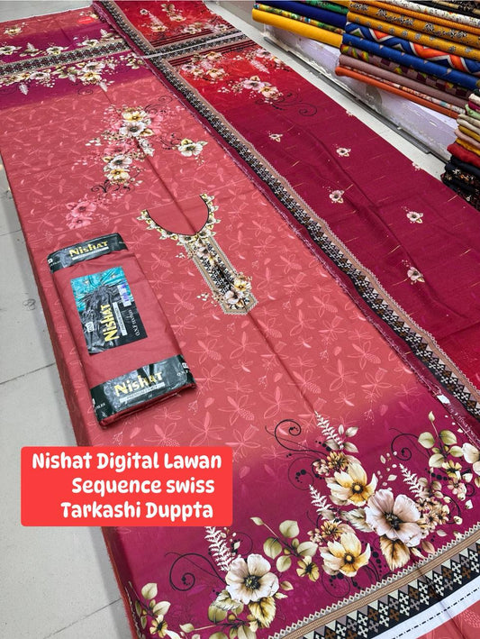 Nishat Gold Digital Lawn 3pc Set