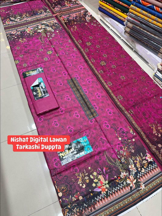 Nishat Gold Digital Lawn 3pc Set