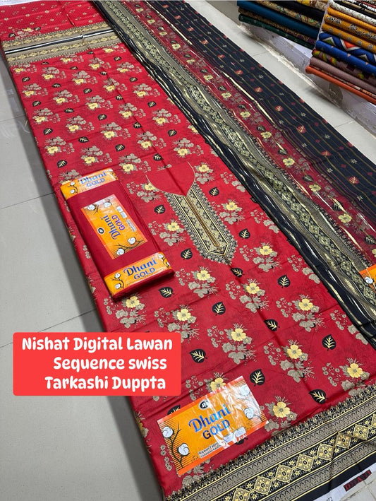 Nishat Gold Digital Lawn 3pc Set